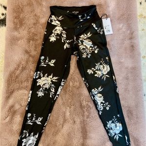 Black and Silver floral spandex leggings